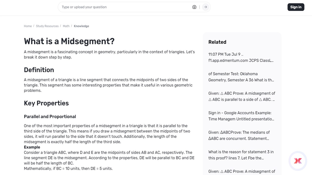 How Gauth Helps in Solving Midsegment Problems